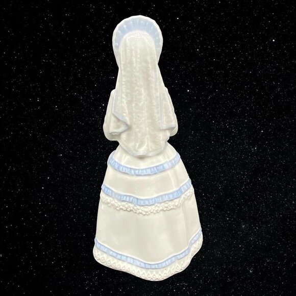 Sango Ceramic Figurine Praying Girl White Dress Blue Trim Veil Spain 10”T 5”W - Picture 3 of 5